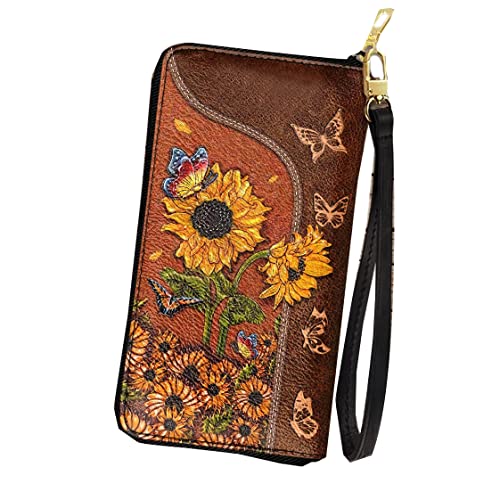 Butterfly wallet sunflower wallet hippie wallet boho wallet girl wallet cute small wallet wallet women womens wallet leather small wallet for women for men girl wallet $28.99