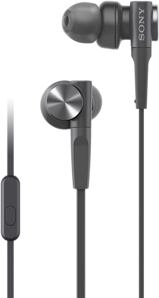 Sony MDRXB55AP Wired Extra Bass Earbud Headphones/Headset with Mic for Phone Call, Black