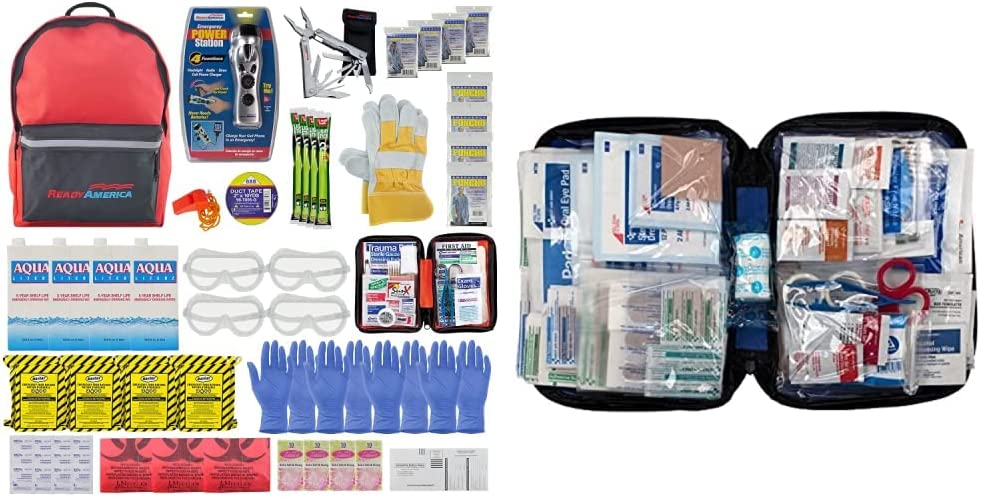 Ready America 72 Hour Deluxe Emergency Kit & First Aid Only 298 Piece All-Purpose First Aid Emergency Kit (FAO-442)