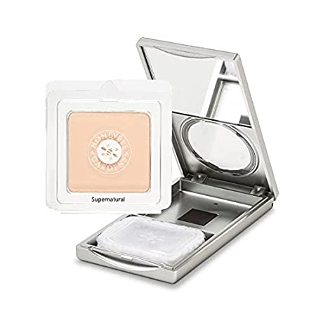 Honeybee Gardens Refillable Pressed Mineral Powder Foundation Compact + Full Size Refill (Supernatural - Light Skintone)