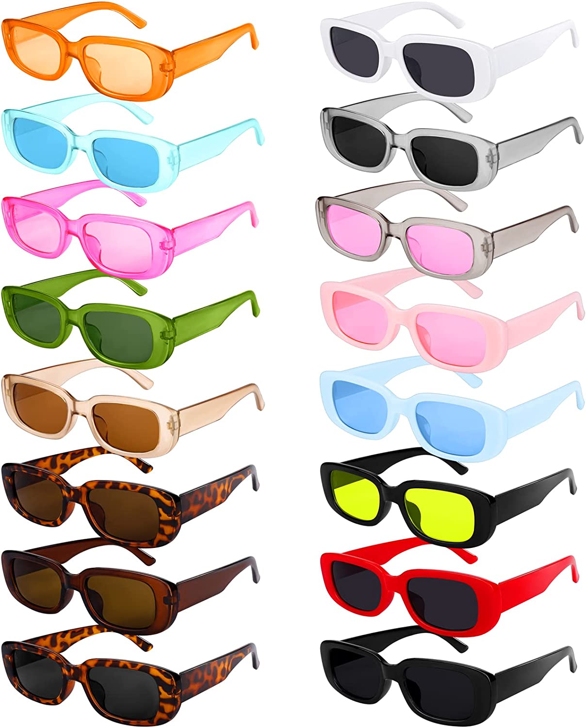 URATOT Small Rectangle Sunglasses Women Retro Glasses Vintage Square Eyewear Wide Frame Sunglasses with Storage Bag